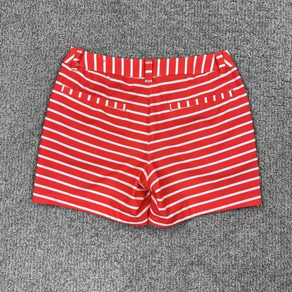 Nike Golf Shorts Womens 0 Red White Striped Dri FIT Pockets Lightweight Stretch